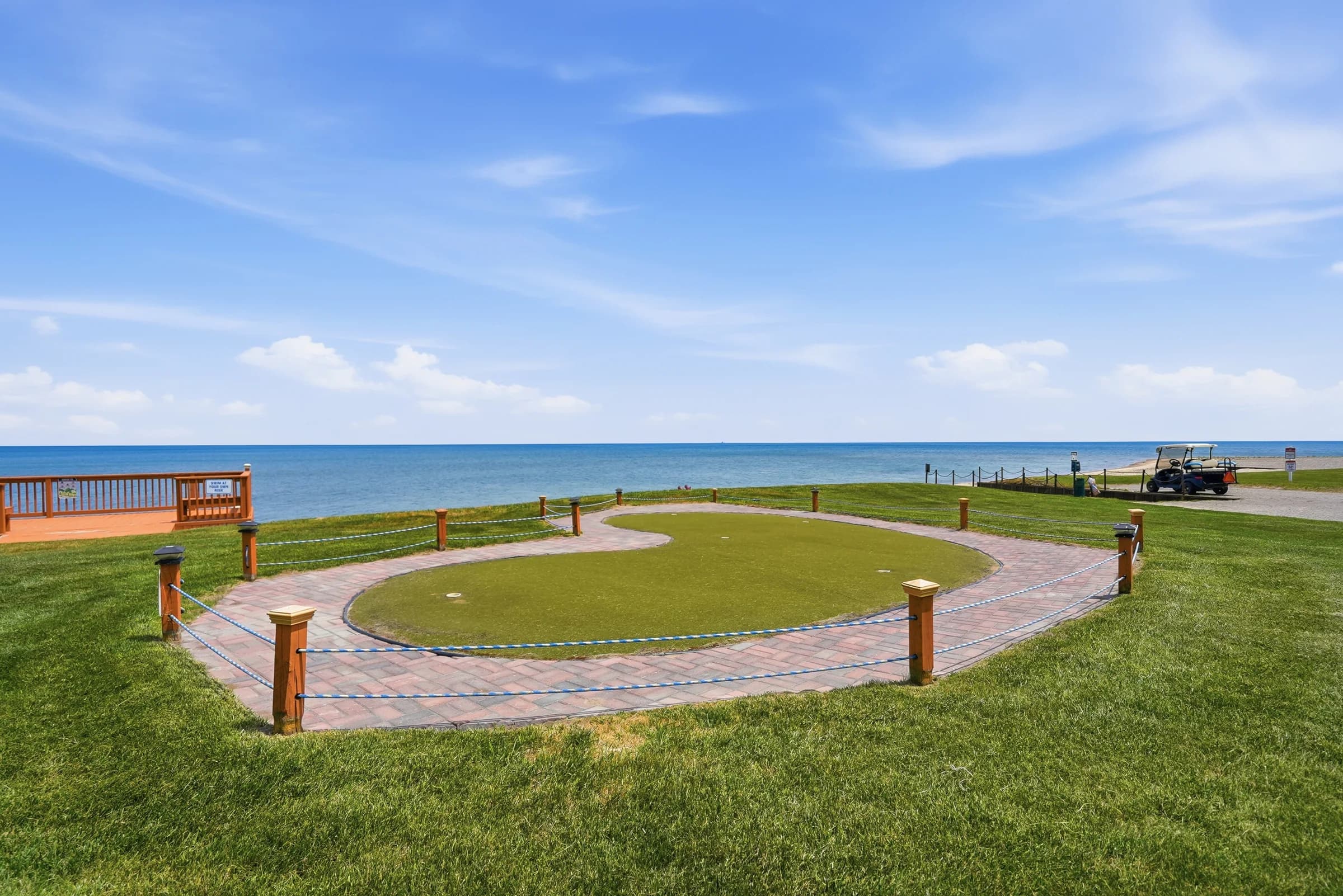 Community putting green beside the Lake Huron shoreline