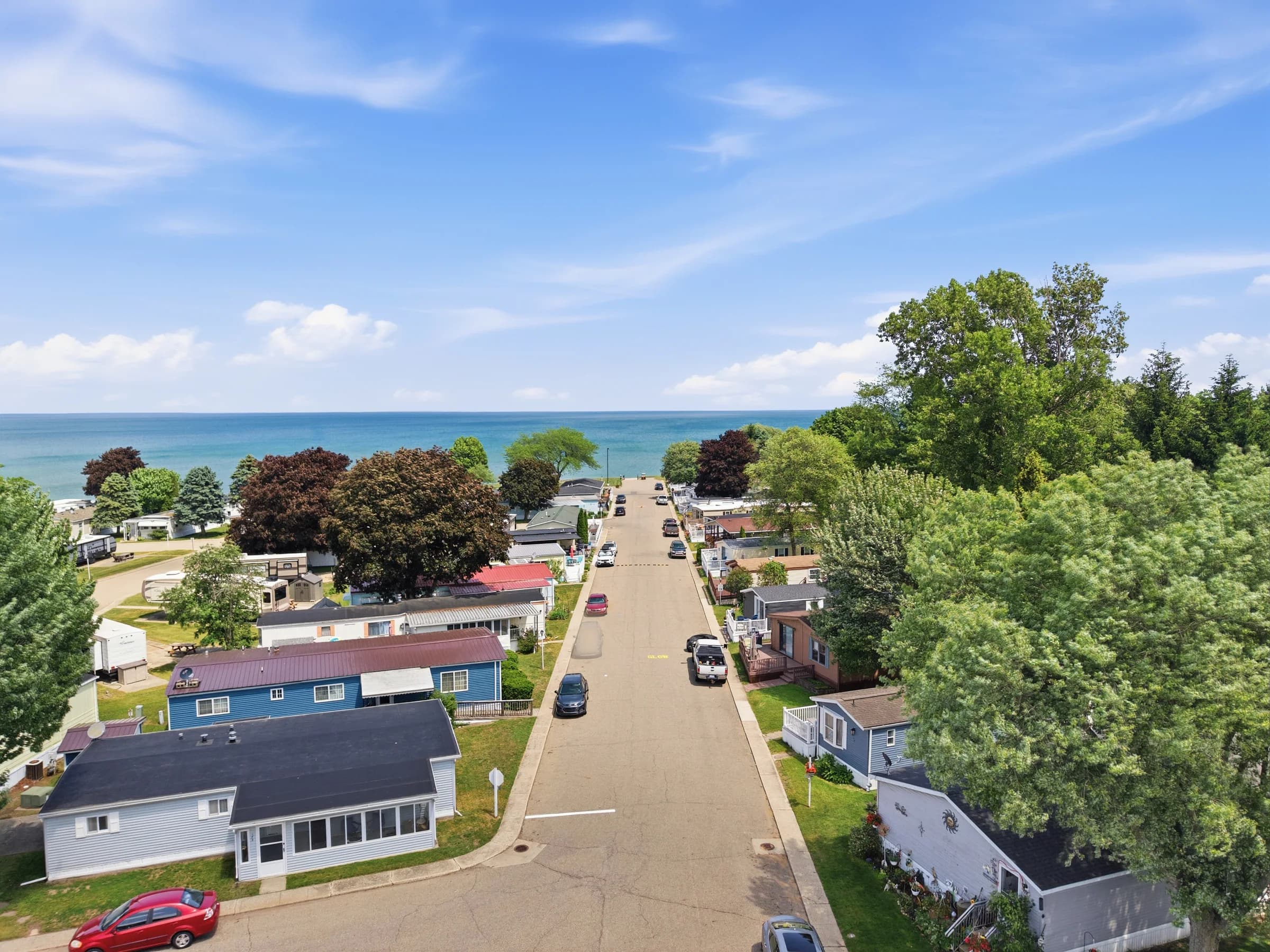Shoreline Drive leading through Huron Shores toward Lake Huron